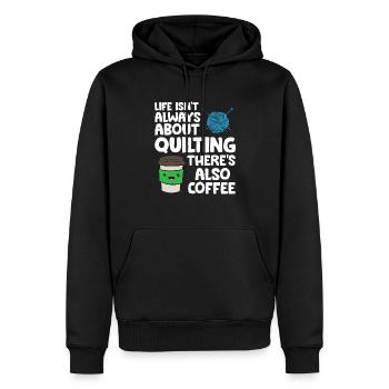 La vie n’est pas toujours une question de courtepointe Il y a - Sweat à capuche Premium bio Homme - noir - Devant - Nico (187cm)