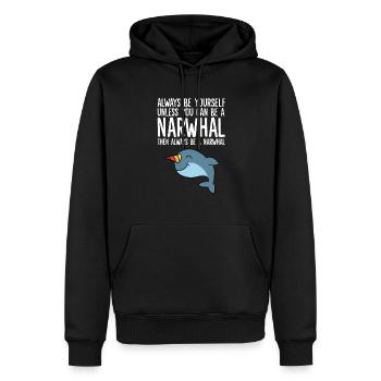 Sei immer du selbst, außer du kannst ein Narwal - Männer Premium Bio Hoodie - Schwarz - Vorne - Nico (187cm)
