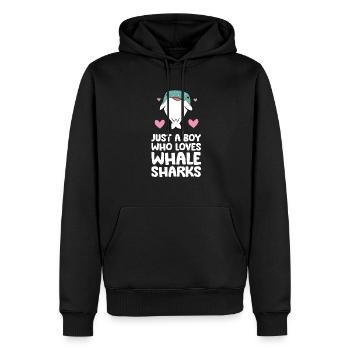 Nur ein Junge, der Walhaie liebt - Männer Premium Bio Hoodie - Schwarz - Vorne - Nico (187cm)