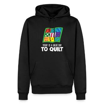 Aujourd’hui est un grand jour pour la courtepointe - Sweat à capuche Premium bio Homme - noir - Devant - Nico (187cm)