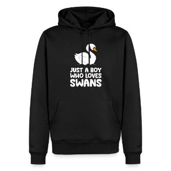 Nur ein Junge, der Schwäne liebt - Männer Premium Bio Hoodie - Schwarz - Vorne - Nico (187cm)