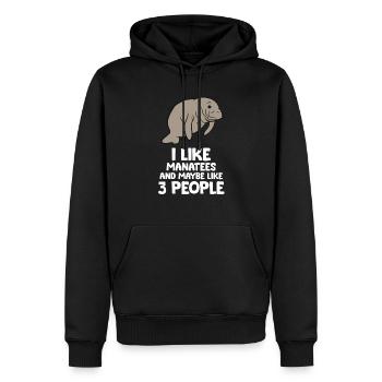 Ich mag Seekühe und vielleicht 3 Menschen Seekühe - Männer Premium Bio Hoodie - Schwarz - Vorne - Nico (187cm)