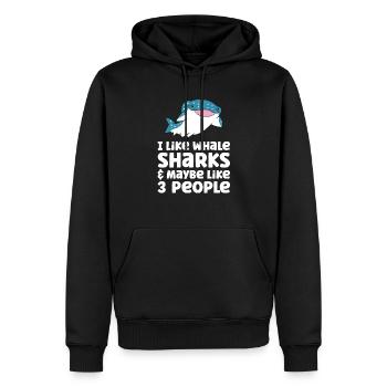 Ich mag Walhaie und vielleicht 3 Menschen - Männer Premium Bio Hoodie - Schwarz - Vorne - Nico (187cm)