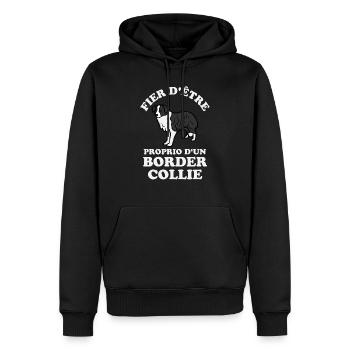 Chien de race border collie 2 - Sweat à capuche Premium bio Homme - noir - Devant - Nico (187cm)