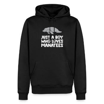 Nur ein Junge, der Seekühe liebt - Männer Premium Bio Hoodie - Schwarz - Vorne - Nico (187cm)