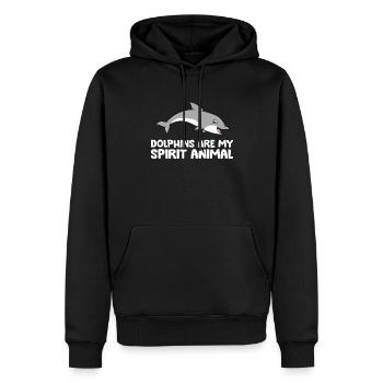 Les dauphins sont mon animal d’âme - Sweat à capuche Premium bio Homme - noir - Devant - Nico (187cm)