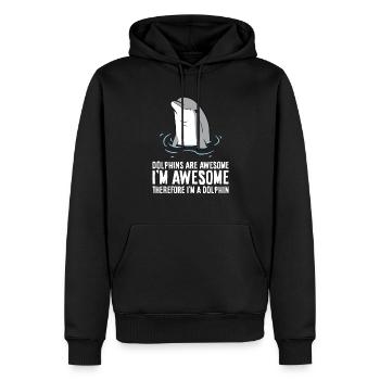 Dolphins Are Awesome. I'm Awesome Therefore I'm a - Men’s Premium Organic Hoodie - black - Front - Nico (187cm)
