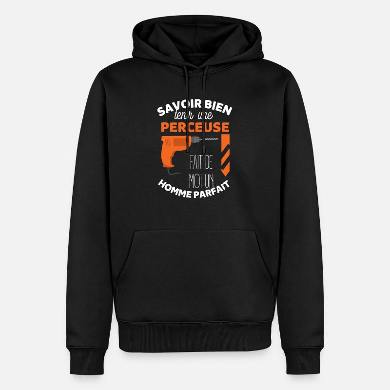 Perceuse menuisier - Sweat à capuche Premium bio Homme - noir
