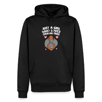 Juste une fille qui aime les orangs-outans - Sweat à capuche Premium bio Homme - noir - Devant - Nico (187cm)