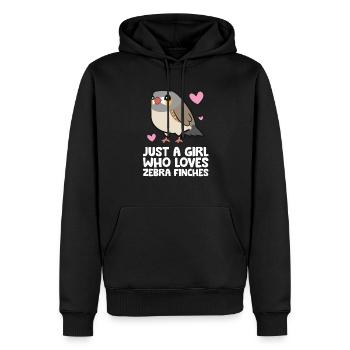 Juste une fille qui aime les pinsons zèbres - Sweat à capuche Premium bio Homme - noir - Devant - Nico (187cm)