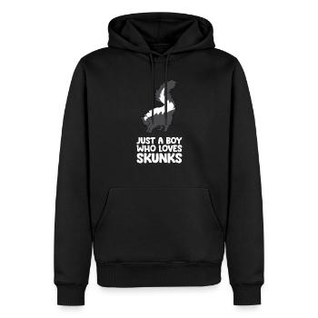 Juste un garçon qui aime les mouffettes - Sweat à capuche Premium bio Homme - noir - Devant - Nico (187cm)