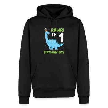 Rawr I'm 1 Geburtstagskind Dinosaurier - Männer Premium Bio Hoodie - Schwarz - Vorne - Nico (187cm)