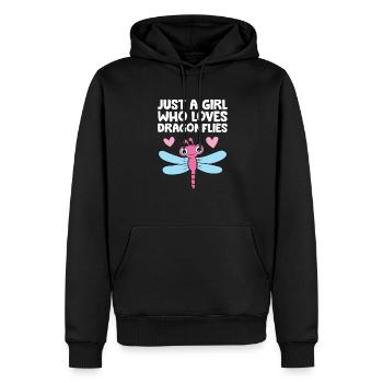 Nur ein Mädchen, das Libellen liebt - Männer Premium Bio Hoodie - Schwarz - Vorne - Nico (187cm)