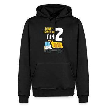 Dump Everything I’m 2 Anniversaire Construction 2ème - Sweat à capuche Premium bio Homme - noir - Devant - Nico (187cm)
