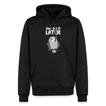 Eule Do It Later Lustige Eule Wortspiel Niedliche - Männer Premium Bio Hoodie - Schwarz - Vorne - Nico (187cm)