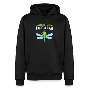 Les libellules sont mon animal d’âme Drôle de libellule - Sweat à capuche Premium bio Homme - noir - Devant - Nico (187cm)