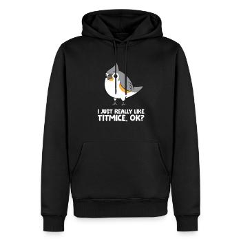 Ich mag Meisen einfach wirklich Liebe Haubenmeise - Männer Premium Bio Hoodie - Schwarz - Vorne - Nico (187cm)