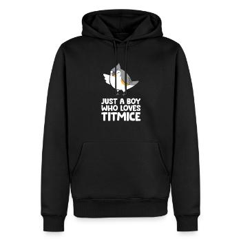 Nur ein Junge, der Meisen liebt Schopfmeise Vogel - Männer Premium Bio Hoodie - Schwarz - Vorne - Nico (187cm)