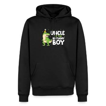 Oncle de l’enfant d’anniversaire Dinosaur - Sweat à capuche Premium bio Homme - noir - Devant - Nico (187cm)