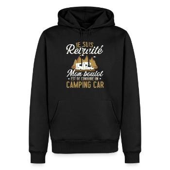 Je suis retraité mon boulot conduire camping car - Sweat à capuche Premium bio Homme - noir - Devant - Nico (187cm)