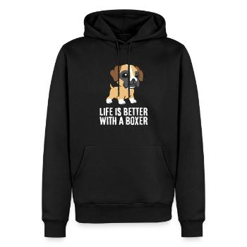 Boxer Dog Owner La vie est meilleure avec un - Sweat à capuche Premium bio Homme - noir - Devant - Nico (187cm)