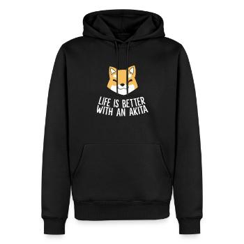 Das Leben ist besser mit einem Akita - Männer Premium Bio Hoodie - Schwarz - Vorne - Nico (187cm)