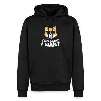 Akita Welpe Ich mache was ich will Lustiger Akita - Männer Premium Bio Hoodie - Schwarz - Vorne - Nico (187cm)
