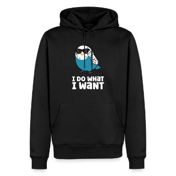 Je fais ce que je veux Budgie Budgerigar - Sweat à capuche Premium bio Homme - noir - Devant - Nico (187cm)