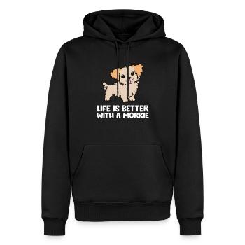 La vie est meilleure avec un Morkie - Sweat à capuche Premium bio Homme - noir - Devant - Nico (187cm)