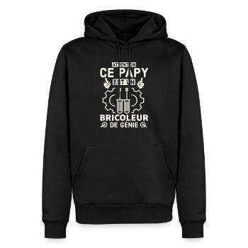 Ce papy est un bricoleur de génie 1 - Sweat à capuche Premium bio Homme - noir - Devant - Nico (187cm)