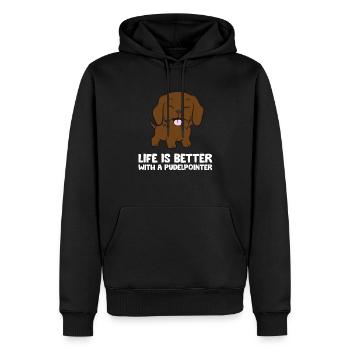 Life Is Better With A Pudelpointer Dog - Männer Premium Bio Hoodie - Schwarz - Vorne - Nico (187cm)