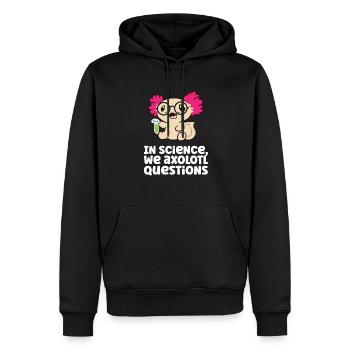 Dans Science We Axolotl questionne la science scientifique - Sweat à capuche Premium bio Homme - noir - Devant - Nico (187cm)