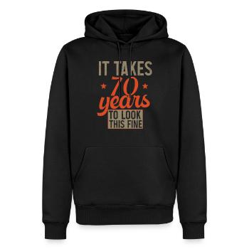 It takes 70 years retro birthday gift - Sweat à capuche Premium bio Homme - noir - Devant - Nico (187cm)