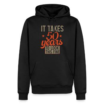 It takes 50 years retro birthday gift - Sweat à capuche Premium bio Homme - noir - Devant - Nico (187cm)
