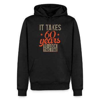 It takes 60 years retro birthday gift - Sweat à capuche Premium bio Homme - noir - Devant - Nico (187cm)