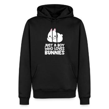 Juste un garçon qui aime les lapins - Sweat à capuche Premium bio Homme - noir - Devant - Nico (187cm)