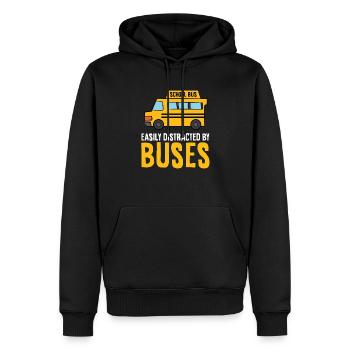 Autobus scolaire légèrement distrait par les autobus - Sweat à capuche Premium bio Homme - noir - Devant - Nico (187cm)