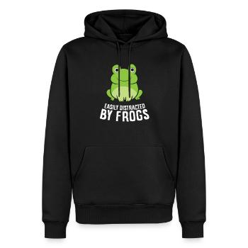 Leicht ablenkbar durch Frösche Amphibienliebe - Männer Premium Bio Hoodie - Schwarz - Vorne - Nico (187cm)