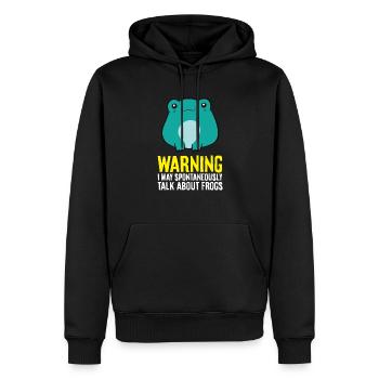 Warnung: Ich könnte spontan über Frösche sprechen - Männer Premium Bio Hoodie - Schwarz - Vorne - Nico (187cm)
