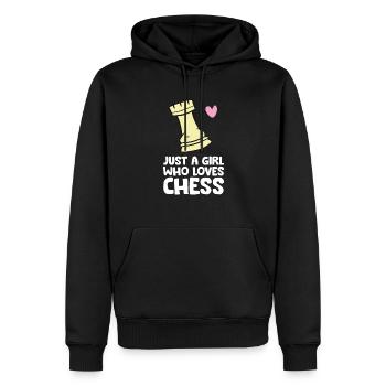 Nur ein Mädchen, das das Schachspiel liebt - Männer Premium Bio Hoodie - Schwarz - Vorne - Nico (187cm)