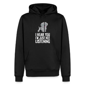 Weimaraner Hund als Haustier Ich höre dich, ich - Männer Premium Bio Hoodie - Schwarz - Vorne - Nico (187cm)