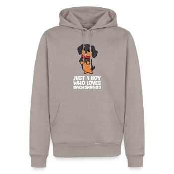 Nur ein Junge, der Dackel liebt - Männer Premium Bio Hoodie - Taupe - Vorne - Nico (187cm)