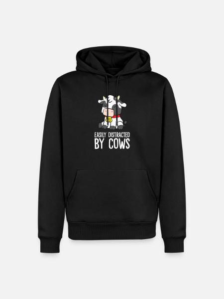 Easily Distracted By Cows - Men’s Premium Organic Hoodie - black