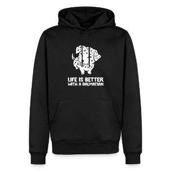 Drôle de propriétaire dalmate La vie est meilleure - Sweat à capuche Premium bio Homme - noir - Devant - Nico (187cm)
