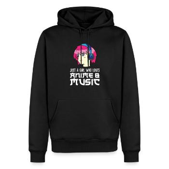 Nur ein Mädchen, das Anime und Musik liebt - Männer Premium Bio Hoodie - Schwarz - Vorne - Nico (187cm)
