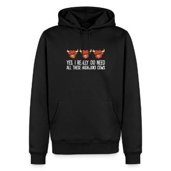 Oui, j’ai vraiment besoin de toutes ces vaches des hautes terres - Sweat à capuche Premium bio Homme - noir - Devant - Nico (187cm)