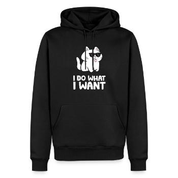 Je fais ce que je veux Kawaii chat - Sweat à capuche Premium bio Homme - noir - Devant - Nico (187cm)