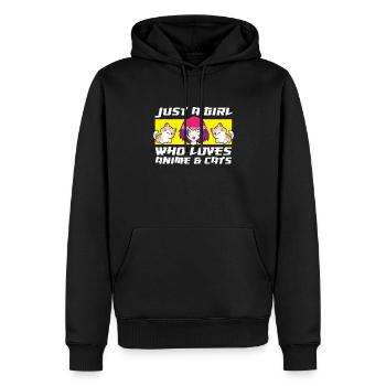 Nur ein Mädchen, das Anime und Katzen liebt - Männer Premium Bio Hoodie - Schwarz - Vorne - Nico (187cm)