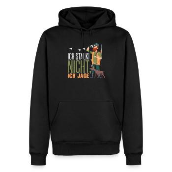 Lustiges Jagdhorn Fernglas Jäger Spruch design - Männer Premium Bio Hoodie - Schwarz - Vorne - Nico (187cm)