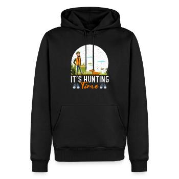 Temps de chasse amusant avec cor de chasse dans la nature - Sweat à capuche Premium bio Homme - noir - Devant - Nico (187cm)